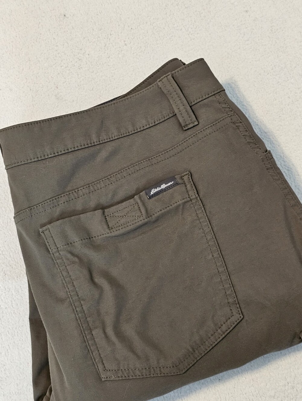 Eddie Bauer 34x34 Fleece Lined Pants Euc Khaki Comfort Classic Outdoor Hiking